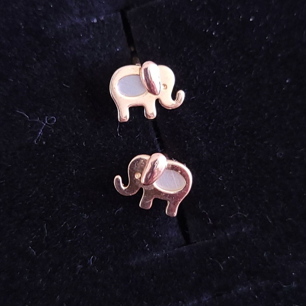 Two tone baby earrings 10K Gold